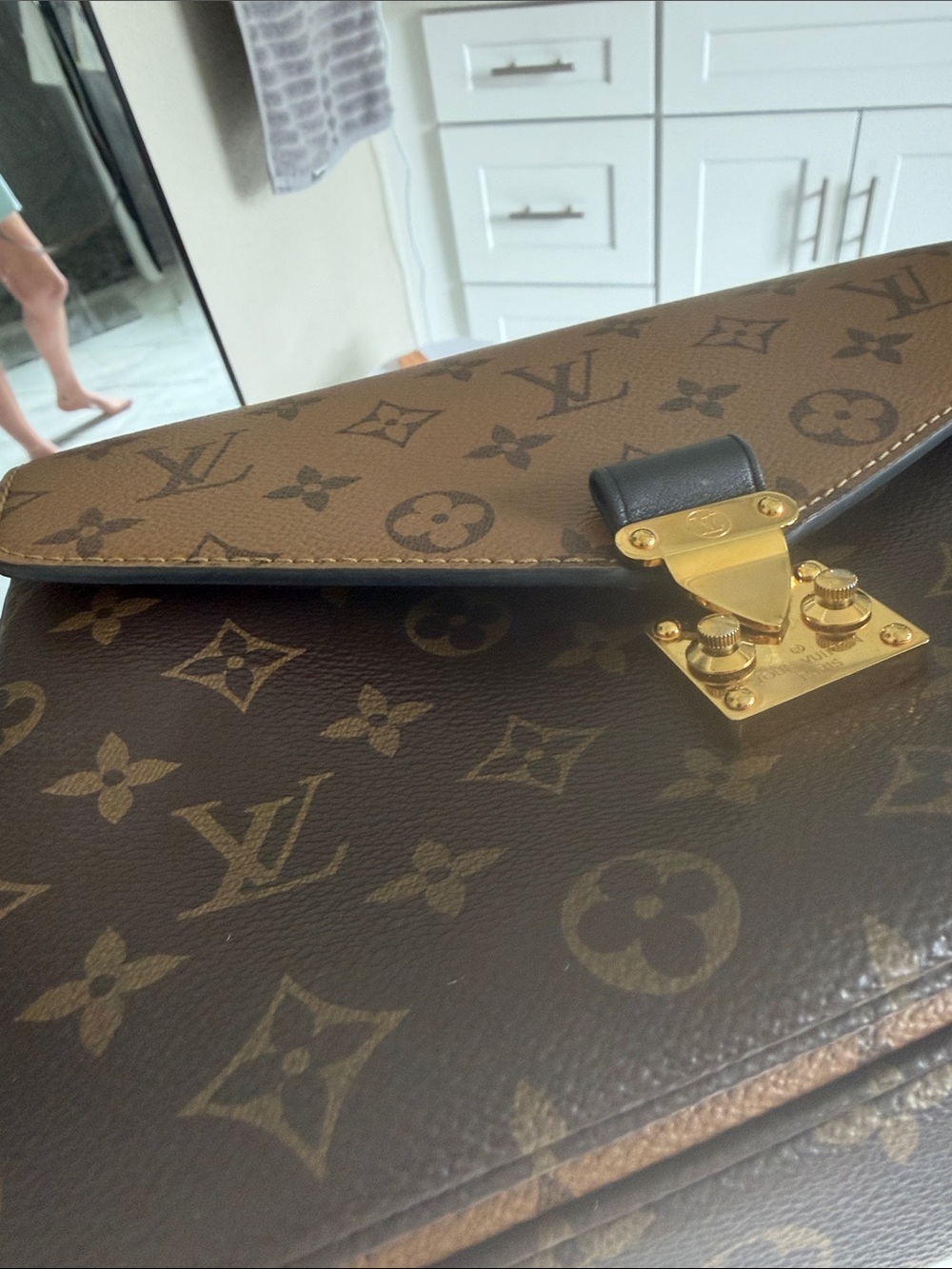 Two-Tone Monogram Satchel in Brown and Dark Brown - Picture 11 of 11